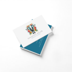 Bloemen Olifant Bay Blauw Wit Visitekaartje