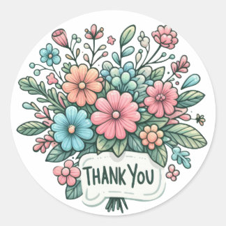 Bloemen om Te Bedanken Ronde Sticker