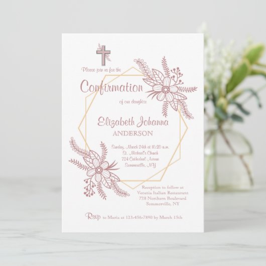 Bloemen omarmen religieuze uitnodiging (Staand voorkant)