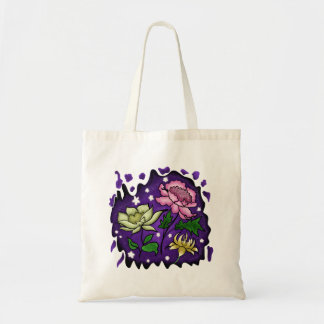 Bloemen onder de nachtelijke hemel tote bag