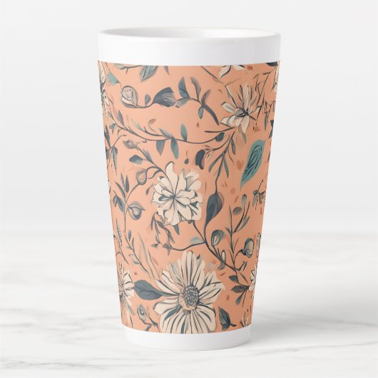 Bloemen ontwerp groot latte mok (Voorkant)