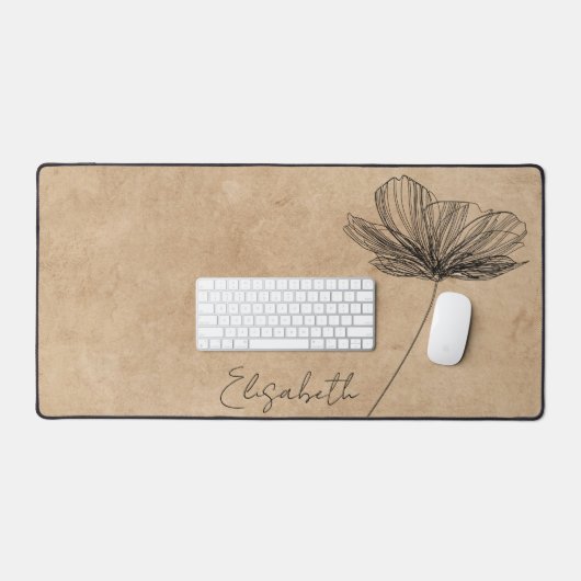  Bloemen Ontwerp Leuke Boho Girly Tan Custom Bureaumat (Keyboard & Muis)