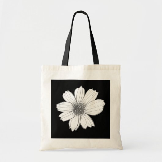 Bloemen ontwerp Zwart-wit Tote Bag (Voorkant)