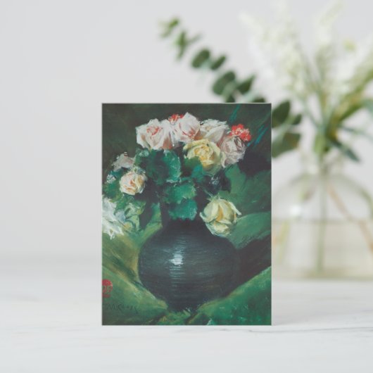 Bloemen (ook bekend als Rozen) van William Merritt Briefkaart (Staand voorkant)