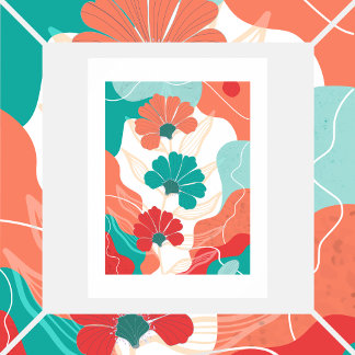 Bloemen op abstracte achtergrond poster