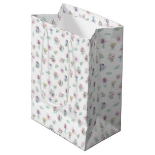 Bloemen op aquarelvlekken medium cadeauzakje