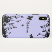 Bloemen op Butterflies Blue Personal Case-Mate iPhone Case (Achterkant (horizontaal))