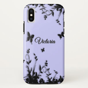Bloemen op Butterflies Blue Personal iPhone X Hoesje
