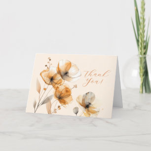 Bloemen op Creme, Uw Logo, QR-code, Bus. Naam Bedankkaart