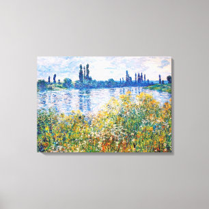 Bloemen op de banken van Seine Monet Fine Art Canvas Afdruk