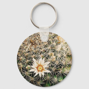 Bloemen op een Cactus Sleutelhanger