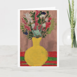 Bloemen op een gele vasbriefkaart kaart