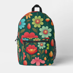 Bloemen op een groene achtergrond bedrukte rugzak