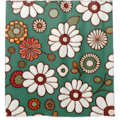  Bloemen op een groene achtergrond Douchegordijn (Voorkant)