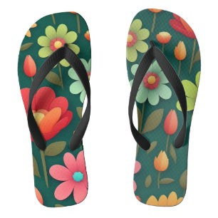 Bloemen op een groene achtergrond teenslippers
