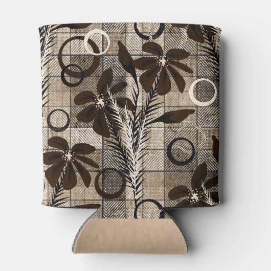 Bloemen op een ingecheckte achtergrond in een bijt blikjeskoeler (Achterkant)