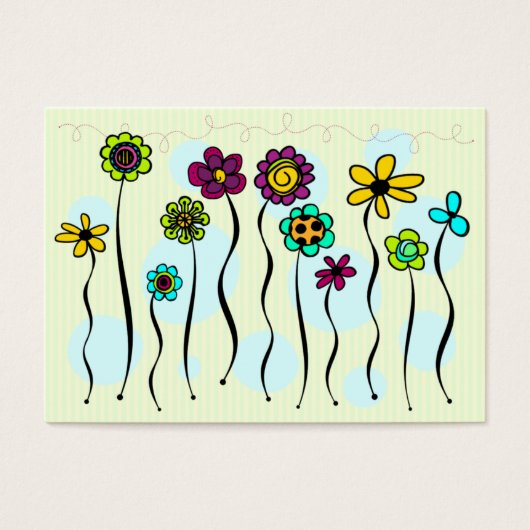 Bloemen op een Label met tikkaartjes Visitekaartjes (Voorkant)