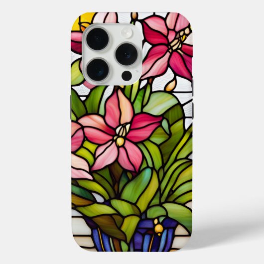 Bloemen op Glas in lood Case-Mate iPhone Case (Achterkant)