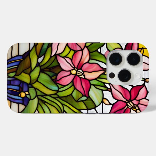 Bloemen op Glas in lood Case-Mate iPhone Case (Achterkant (horizontaal))