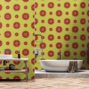 Bloemen op groen behang