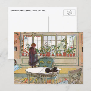 Bloemen op het ramen door Carl Larsson Briefkaart