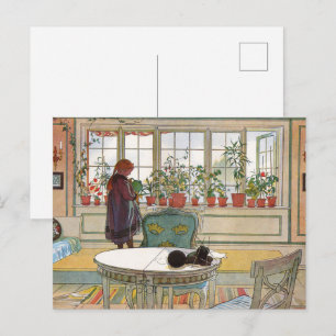 Bloemen op het ramen door Carl Larsson Briefkaart