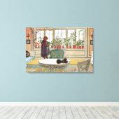 Bloemen op het ramen door Carl Larsson Canvas Afdruk (Insitu (Houten vloer))