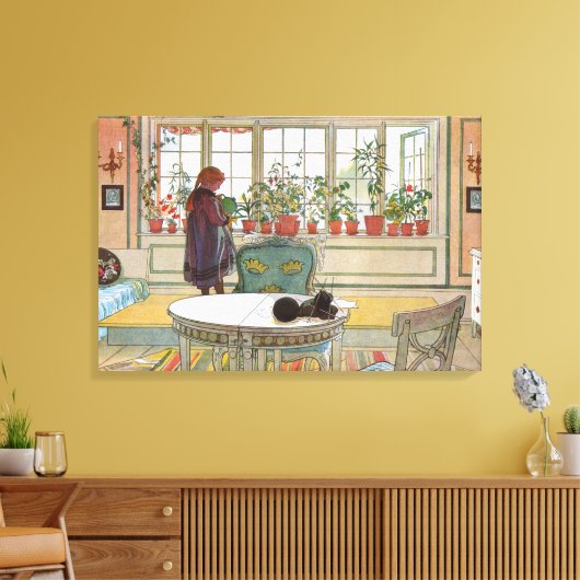 Bloemen op het ramen door Carl Larsson Canvas Afdruk (Insitu (Woonkamer))