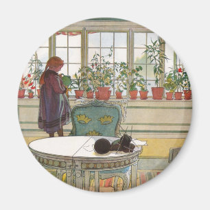Bloemen op het ramen door Carl Larsson Magneet