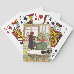 Bloemen op het ramen door Carl Larsson Pokerkaarten