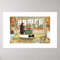 Bloemen op het ramen door Carl Larsson
