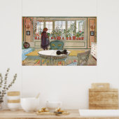 Bloemen op het ramen door Carl Larsson Poster (Keuken)