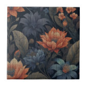  bloemen op linnen textuur tegeltje (Voorkant)