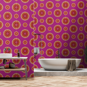 Bloemen op Magenta Behang