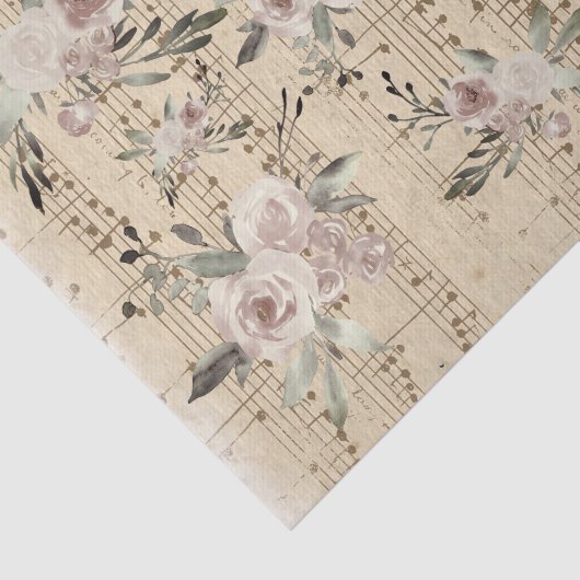 Bloemen op muziekblad tissuepapier (Detail)