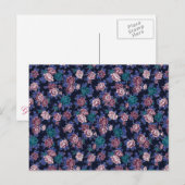 bloemen op Navy Blue Briefkaart (Voorkant / Achterkant)