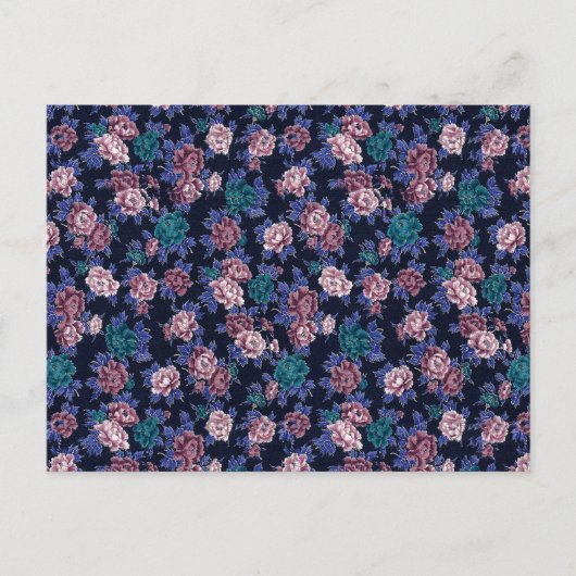 bloemen op Navy Blue Briefkaart (Voorkant)