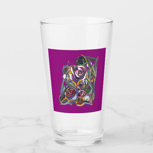 Bloemen op paarse achtergrond glas (Voorkant)