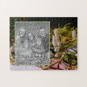 Bloemen op rotsolieverfschilderij Voeg uw foto toe Legpuzzel