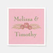 Bloemen op roze achtergrond servetten (Voorkant)