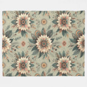 Bloemen op Sage Fleece Deken (Voorkant (Horizontaal))