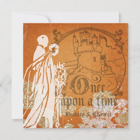 Bloemen op Sinaasappel eenmaal op een Time Weddens Kaart (Voorkant)