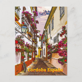 Bloemen op straat. Cordoba, Andalusië, Spanje. Briefkaart