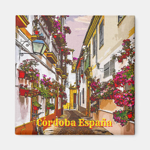 Bloemen op straat. Cordoba, Andalusië, Spanje. Magneet