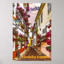 Bloemen op straat. Cordoba, Andalusië, Spanje. Poster