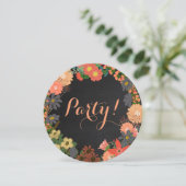 Bloemen op uitnodiging van Black Chalkboard Round  (Staand voorkant)