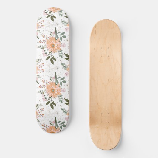 bloemen op witte achtergrond skateboard (Voorkant)