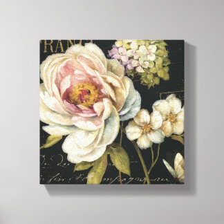 Bloemen op zwart canvas afdruk