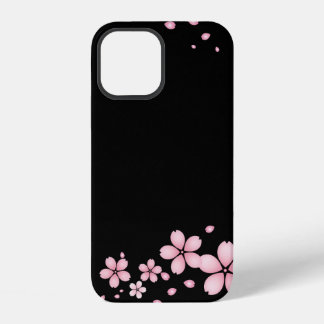 Bloemen op zwarte achtergrond iPhone 12 hoesje