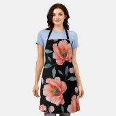 bloemen op zwarte Trivet Schort (Gedragen)